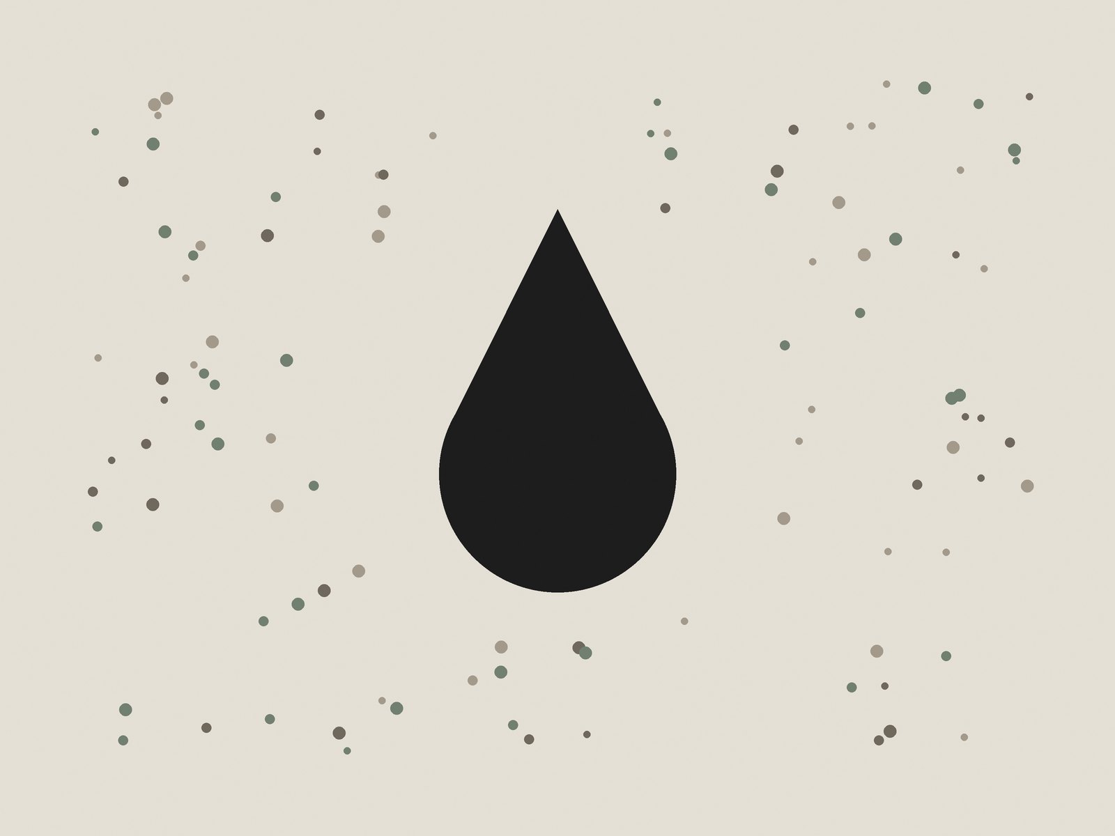 Abstract graphic of a single drop surrounded by scattered dots
