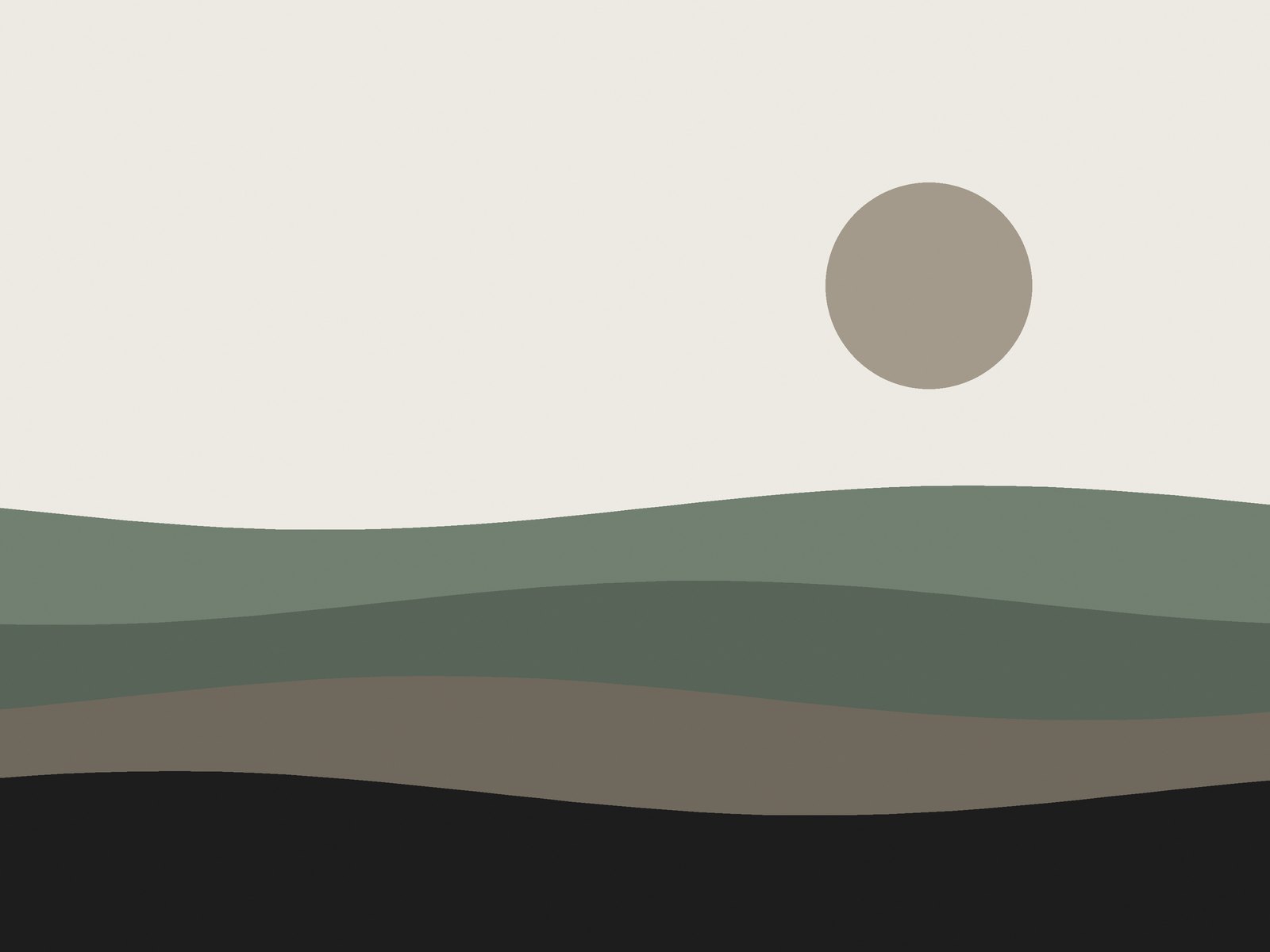 Abstract graphic of layered fields under a low sun