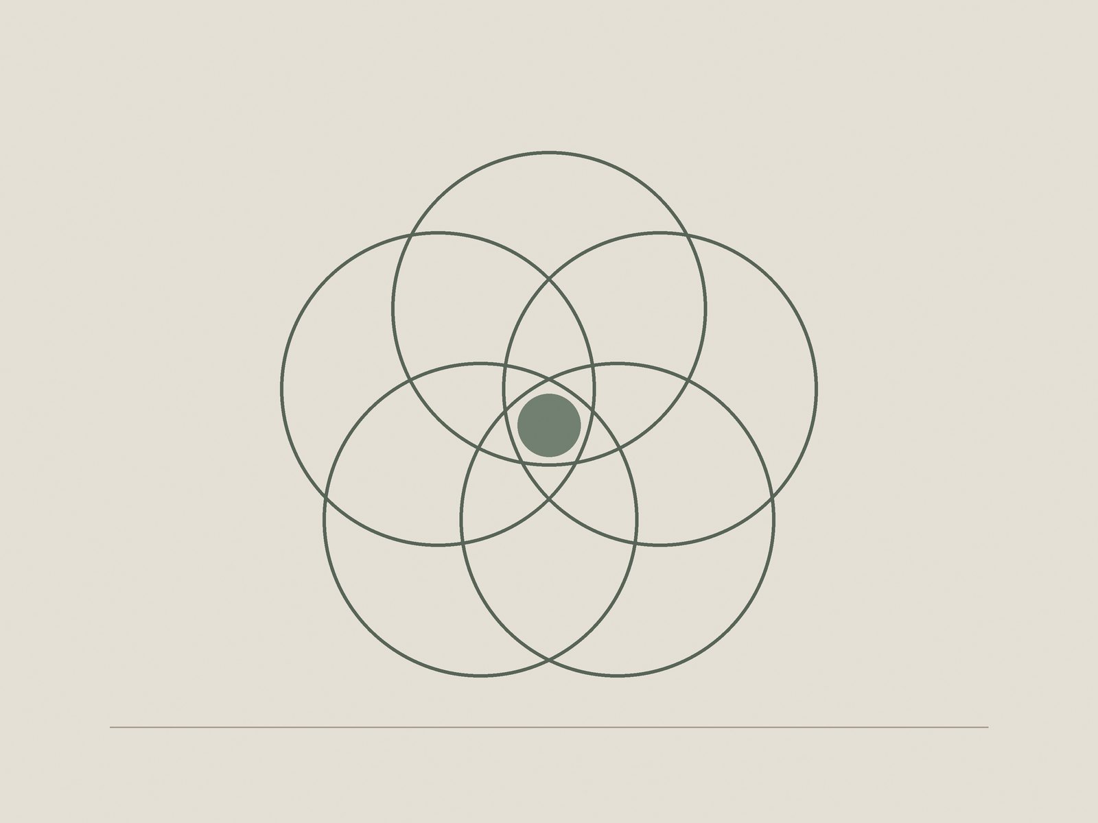 Abstract graphic of interlinked circles around a shared centre