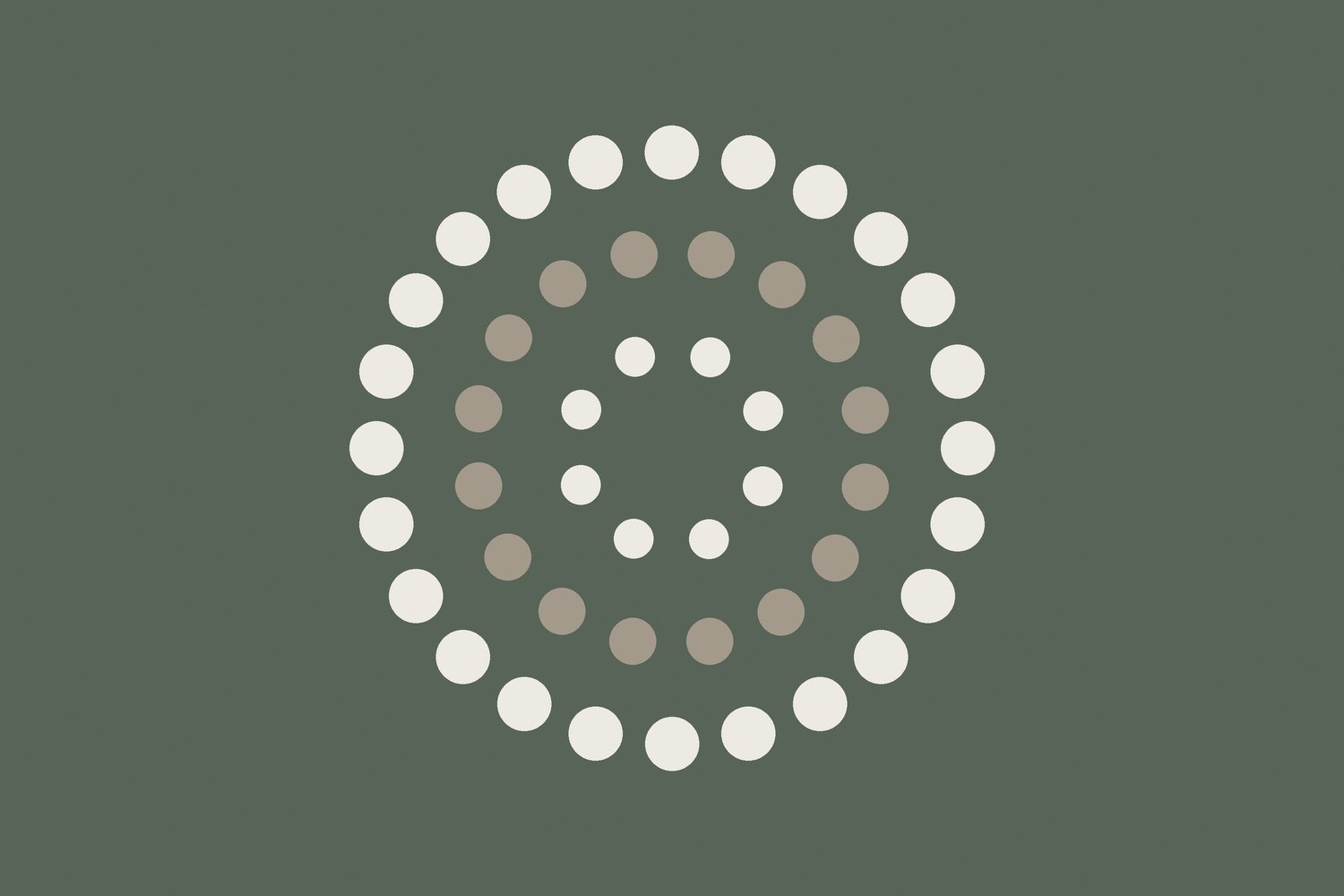 Abstract graphic of many equal circles arranged in rings
