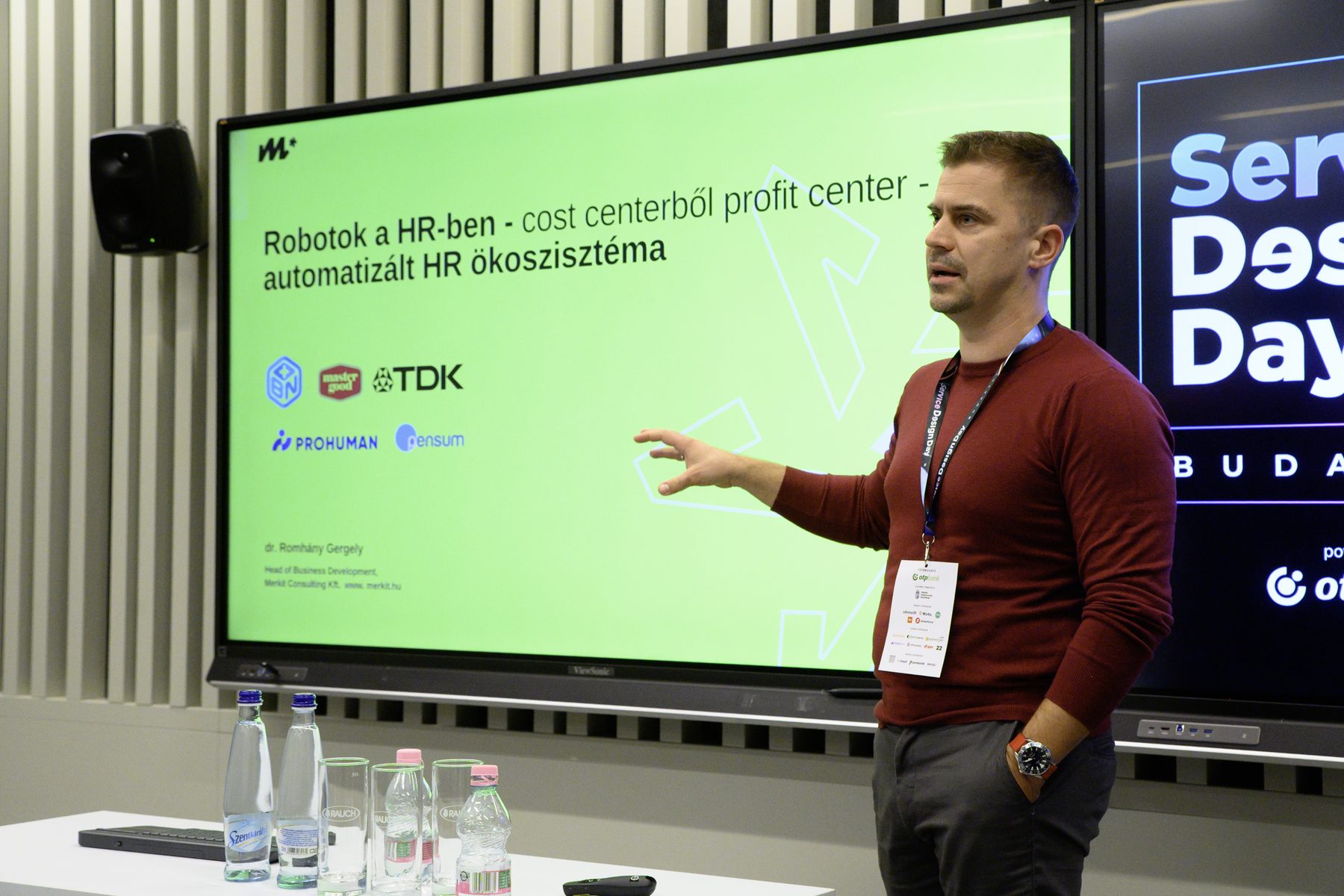 Gergely Romhány giving a talk at Service Design Days 2025